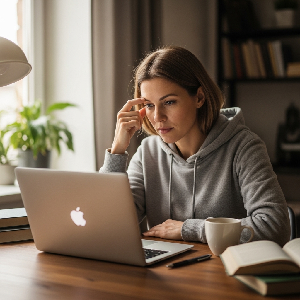 Woman using TricTrak for habit tracking